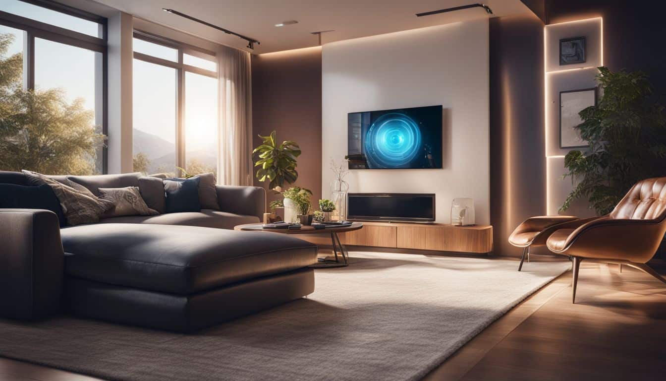 A smart home with interconnected devices and diverse features. A smart home with interconnected devices and diverse features.